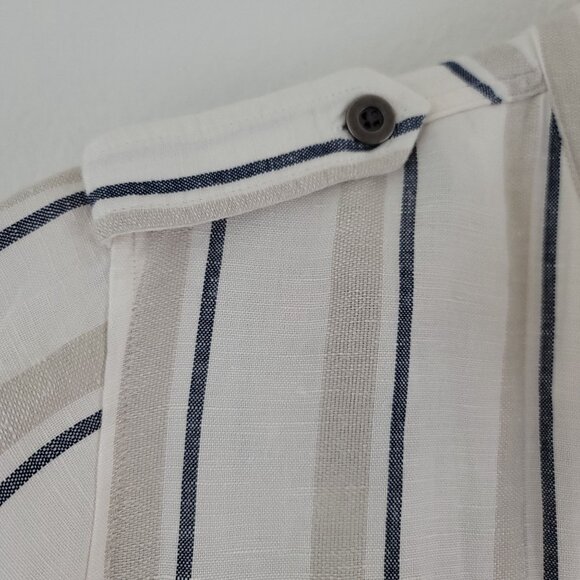Rails Coco Stripe Linen Utility Military Jacket Womens Sz S Minimalist Layering - Picture 5 of 16